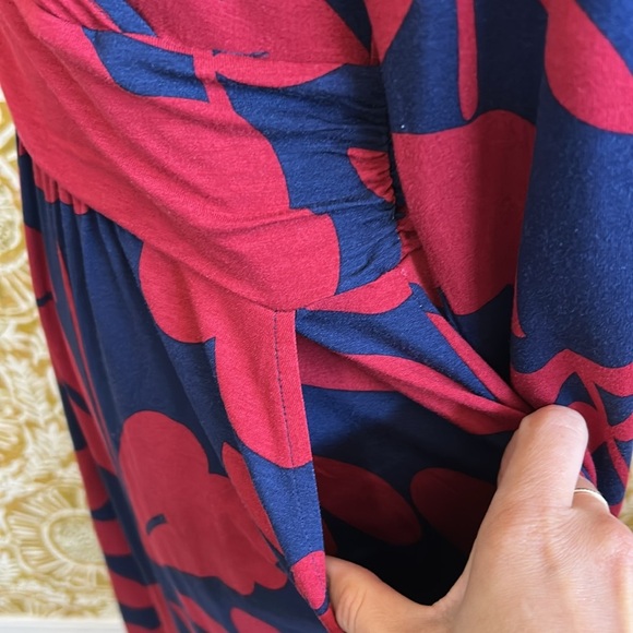 Boden Layla Floral Jersey Faux Wrap Fit&Flare Dress Winterberry Flora Boom Sz 8P - Picture 10 of 13